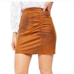 Free People Rumi Ruched Sueded Mini Skirt